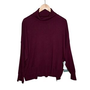 NWT Sam and Jess Turtleneck Ribbed Knit Trim Sweater size 1X Burgundy Red